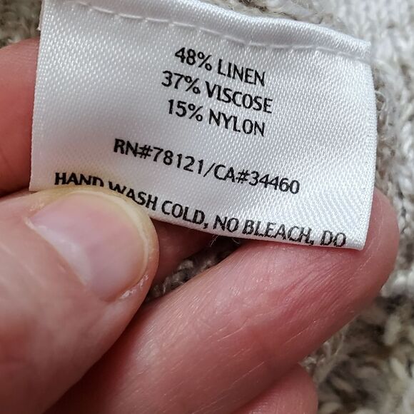 Eileen Fisher Oatmeal Italian Yarn Linen Blend Cardigan - Picture 6 of 6